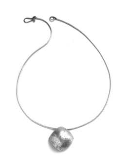 STIPPLE $130-sterling silver with stippled texture on convex square pendant (16" snake chain) STIPPLE $130-sterling silver with stippled texture on convex square pendant (16" snake chain)